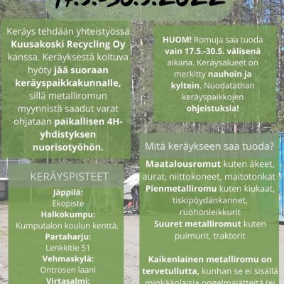Metallinromujen keräys 17.-30.5.2022