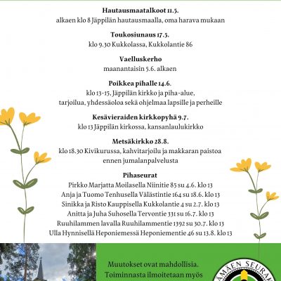 Seurakunnan kesätapahtumat Jäppilässä
