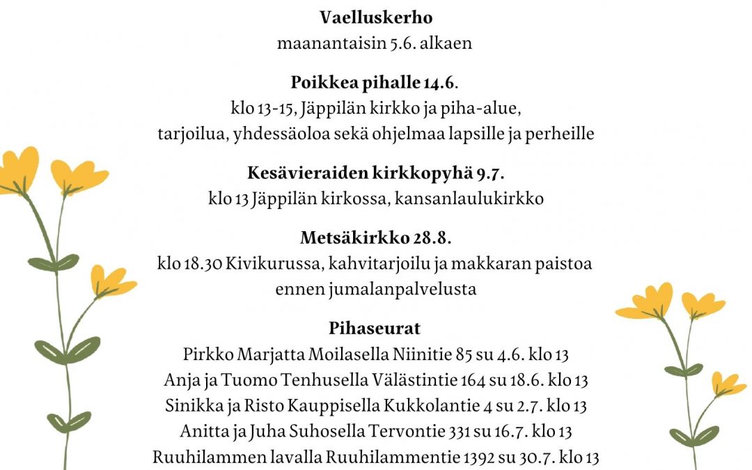 Seurakunnan kesätapahtumat Jäppilässä