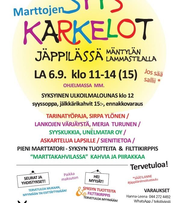 Marttojen Syys-Karkelot Mäntylässä 6.9.2025
