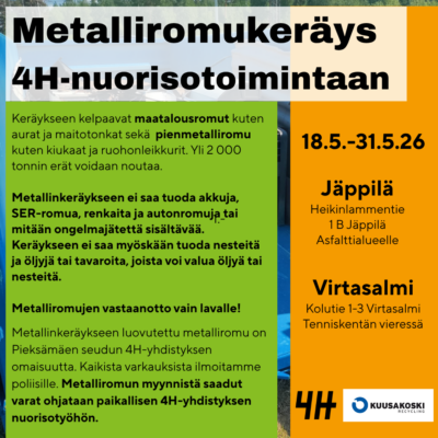 Pieksämäen seudun 4H-yhdistys kerää metalliromua