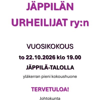 Jäppilän urheilijat ry:n vuosikokous